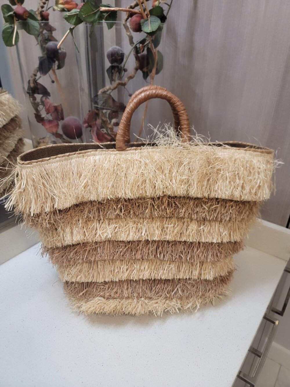 KAYU Woven Straw Tote Bag Double Handles Beach Vacation - Picture 4 of 8